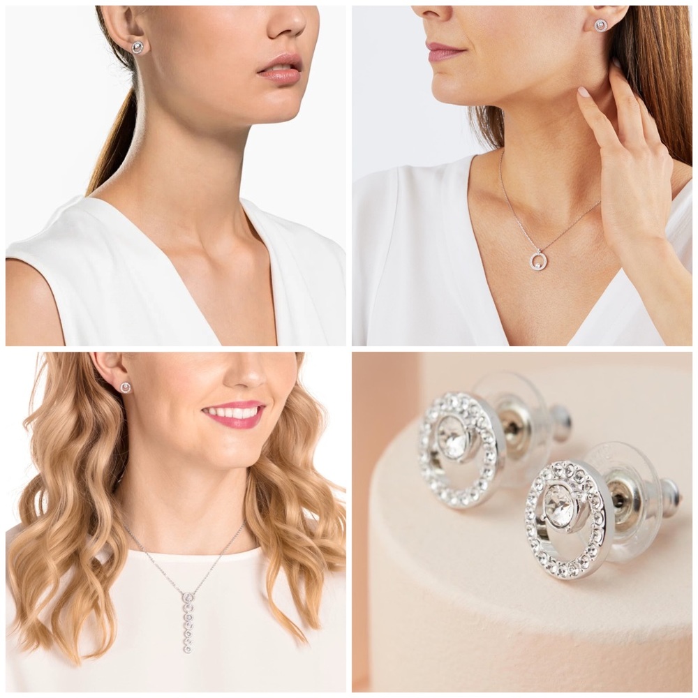 Swarovski, Creativity Circle Crystal Rhodium-Plated Stud Earrings